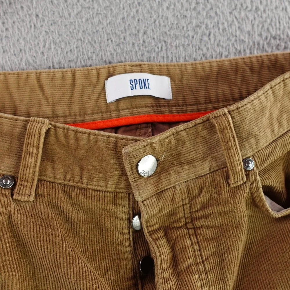 Spoke Cord Fives Pants Mens 32 Build B Brown‎ Corduroy Button Fly Straight Leg